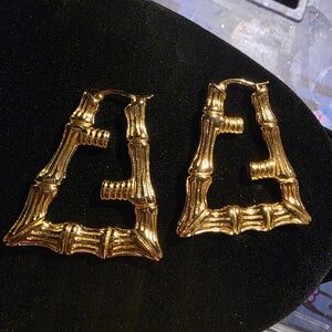 USED.. Fendi Gold Bamboo Hoop Earrings
